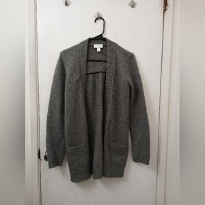 Gray Open Front Cardigan